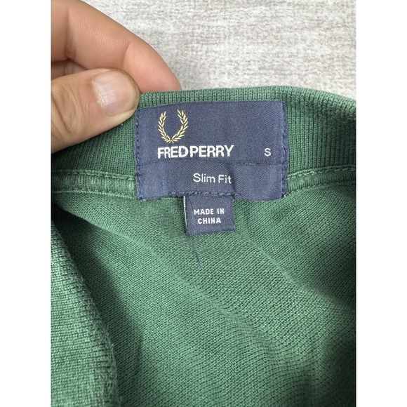 Fred‎ Perry Shirt Men Small Green Twin Tipped M1200 Short Sleeve Cotton Pique - Picture 4 of 11